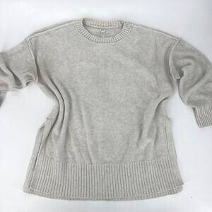 Aerie Womens Oversized Exposed Seams Cotton Blend Oatmeal Sweater Size S